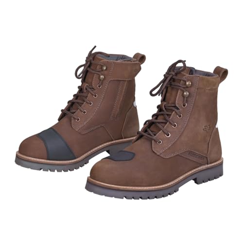 ViaTerra Bronson Retro Motorcycle Riding Boots for Men |Gear Protector, Top Grain Leather |SAS-Tec Ankle Protection Riding Shoes (Brown)(11.5) - Image 1