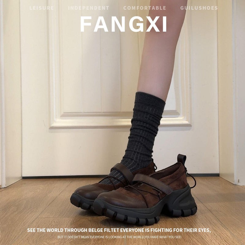 Women's Retro Mary Jane Shoes with Buckle, Leather, Chunky Heel - Image 2