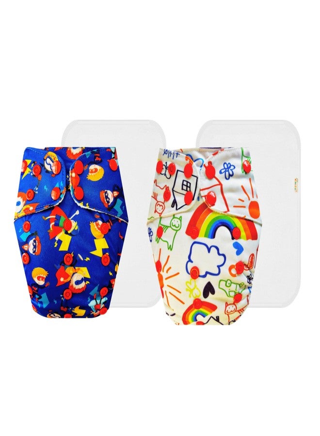 حفاضات قماشية فاخرة من دمبلدو مع حشوة قطنية (عبوة من قطعتين) | ملائمة تمامًا | قابلة لإعادة الاستخدام والغسل | مناسبة للسفر | مثالية لفصل الصيف الهندي | من 3 أشهر إلى 3 سنوات | للجنسين - Image 1