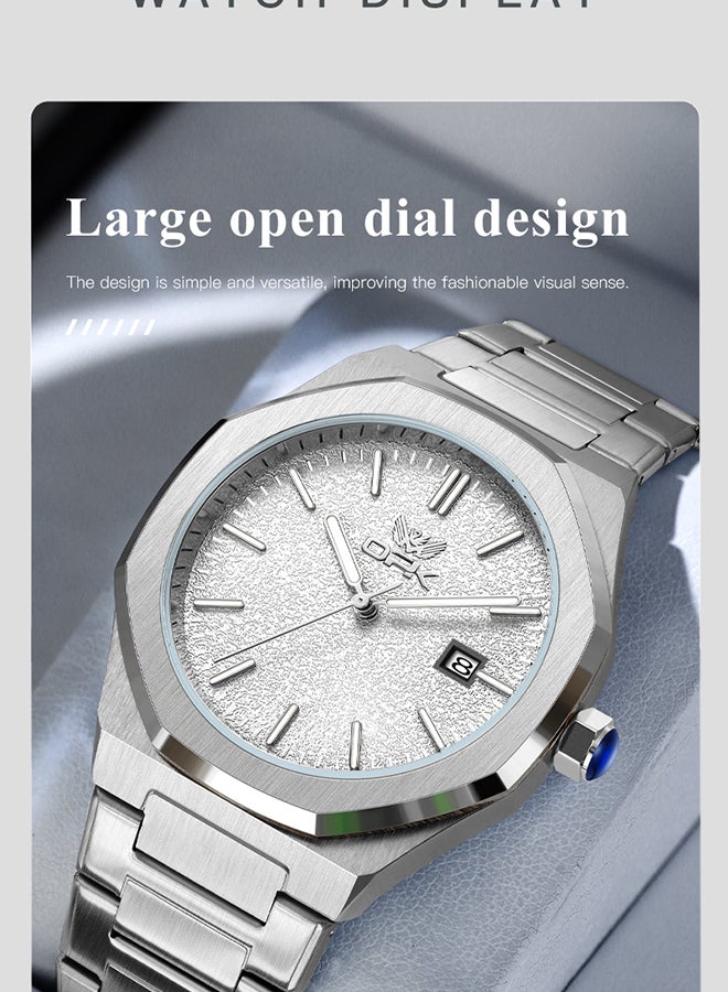 OPK Men's Octagonal Steel Band Men's Watch Form Calendar Luminous Quartz Watch 6046 - Image 3