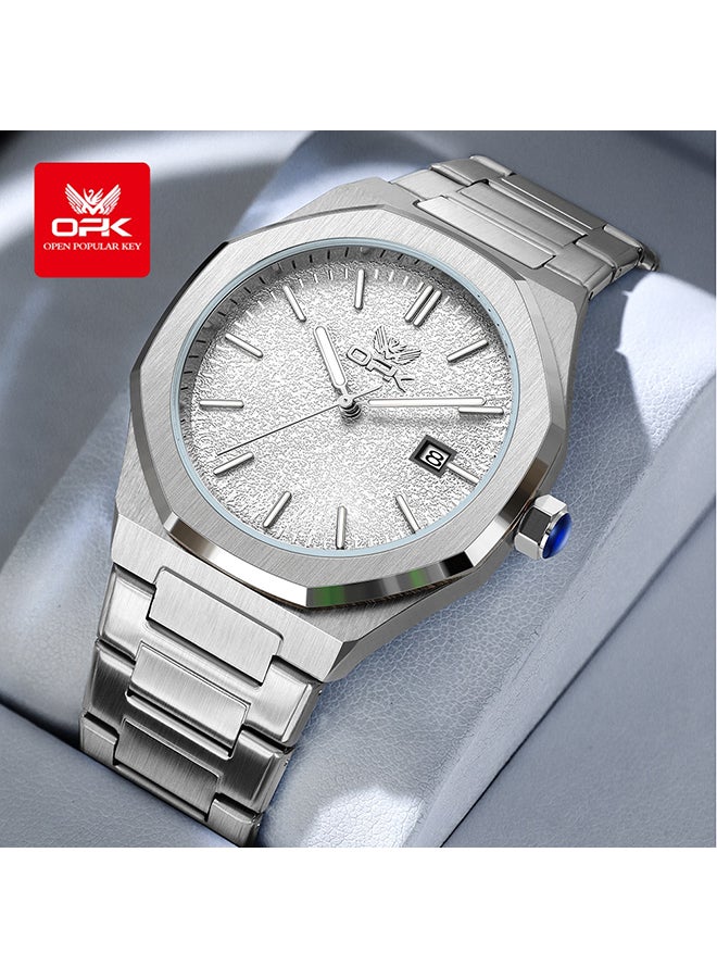 OPK Men's Octagonal Steel Band Men's Watch Form Calendar Luminous Quartz Watch 6046 - Image 1