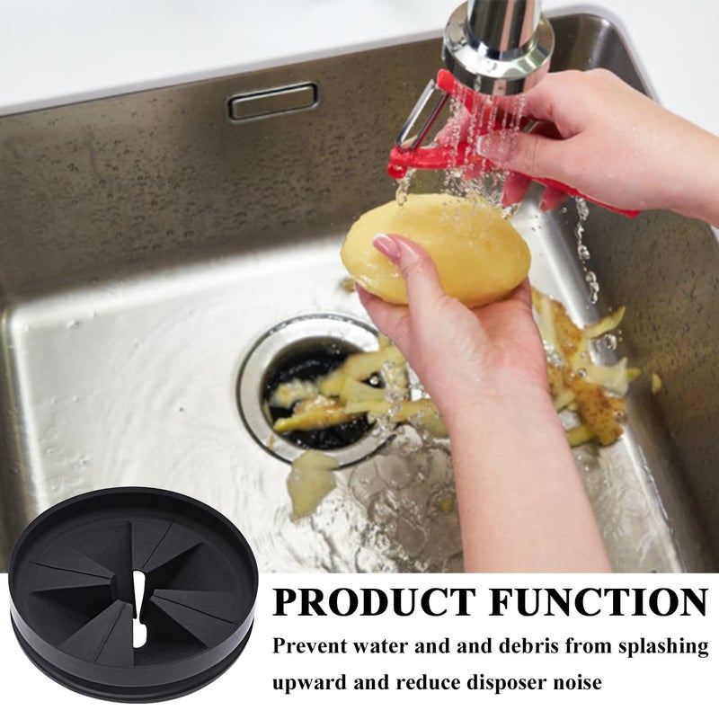واقيات رذاذ التخلص من القمامة 3 3/8 بوصة، حاجز حوض Qcb-Am بديل لسلسلة Insinkerator Evolution Series، مقابس تصريف ذات طوق هادئ وقابل للإزالة، ملحقات التخلص من القمامة باللون الأسود - Image 5