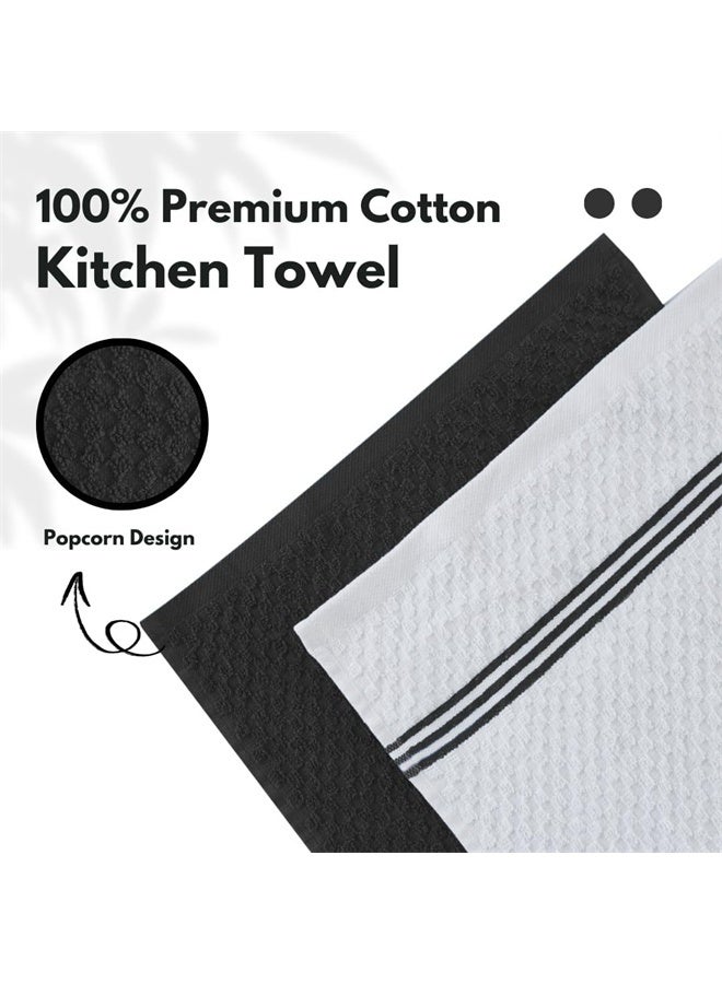 Pack of 6 Premium Kitchen Towels, Absorbent Dish Towels, Tea Towel, Terry Kitchen Dishcloth Towels, Black and White - Image 5