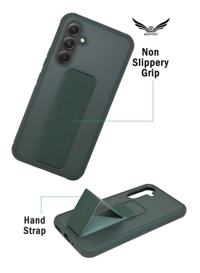 BORTONY Samsung A54 5G Case with Magnetic Car Mount Kickstand Holder Premium Silicone Vertical and Horizontal Hand Strap Grip Cover for Samsung Galaxy A54 5G - Image 4