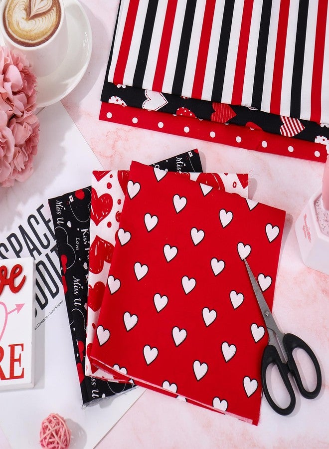 Whaline 12Pcs Valentine's Day Cotton Fabric Bundles Pre-Cut Squares Red Black Love Heart Quilting Patchwork for DIY Handmade Sewing Craft, 14 x 14 Inch - Image 4