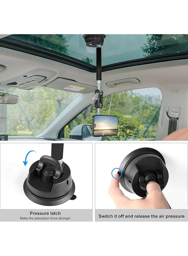 بولوز حامل هاتف سيارة مغناطيسي عالمي مع كوب شفط للوحة القيادة والزجاج الأمامي - حامل هاتف للسيارة مع فتحة برغي 1/4 للهواتف الذكية والكاميرات الرياضية - Image 5