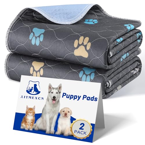 Aitmexcn Washable Puppy Dog Pee Pad, 2PCS 100% Waterproof Whelping Training Mat for Puppy/Senior Dog, Fast Drying Reusable Puppy Pads for Indoor, Outdoor and Car Travel- 32'' x 36'' - Image 1