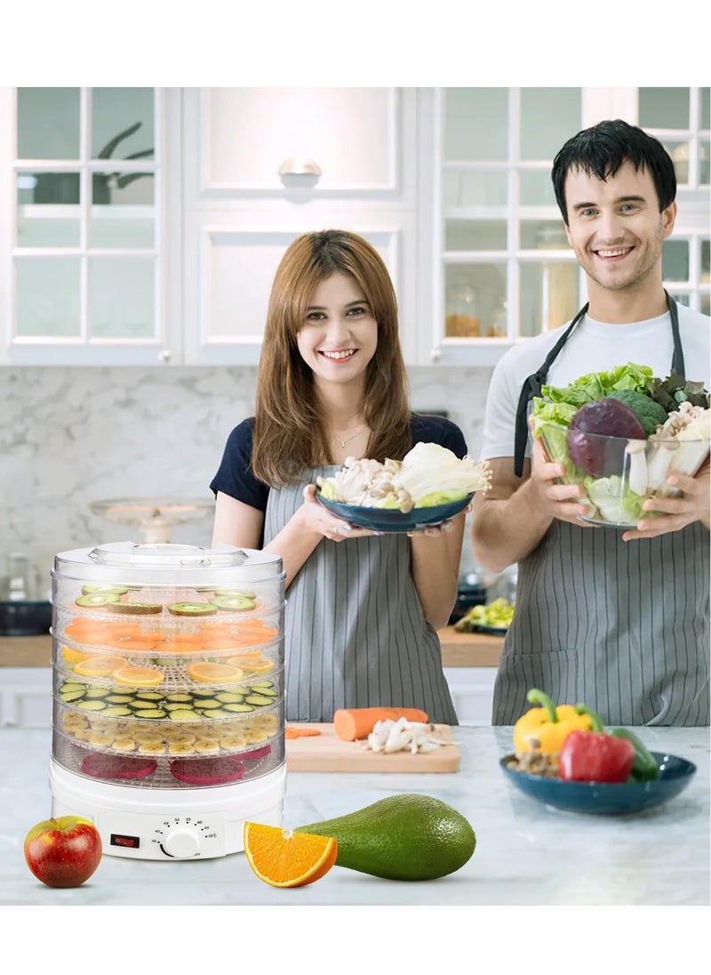 Arabest - مجفف فواكه وخضروات 5 طبقات، مجفف طعام أبيض، مجفف تجميد، 70 درجة مئوية، تحكم في درجة الحرارة، 5 صينية قابلة للتكديس خالية من مادة BPA مع قدرة تجفيف قوية للفواكه المقدد - Image 1