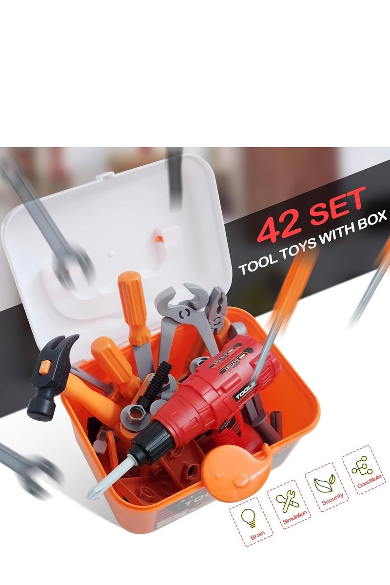 Buddy Tools LLC Kids Tool Play Set,Elaectric Screwdriver Toy with Box, 42pcs Toddler Electronic Toy Drill Kits, Pretend Play Construction Tools for Boy Girl Halloween Present Birthday Dress Up Party - Image 5