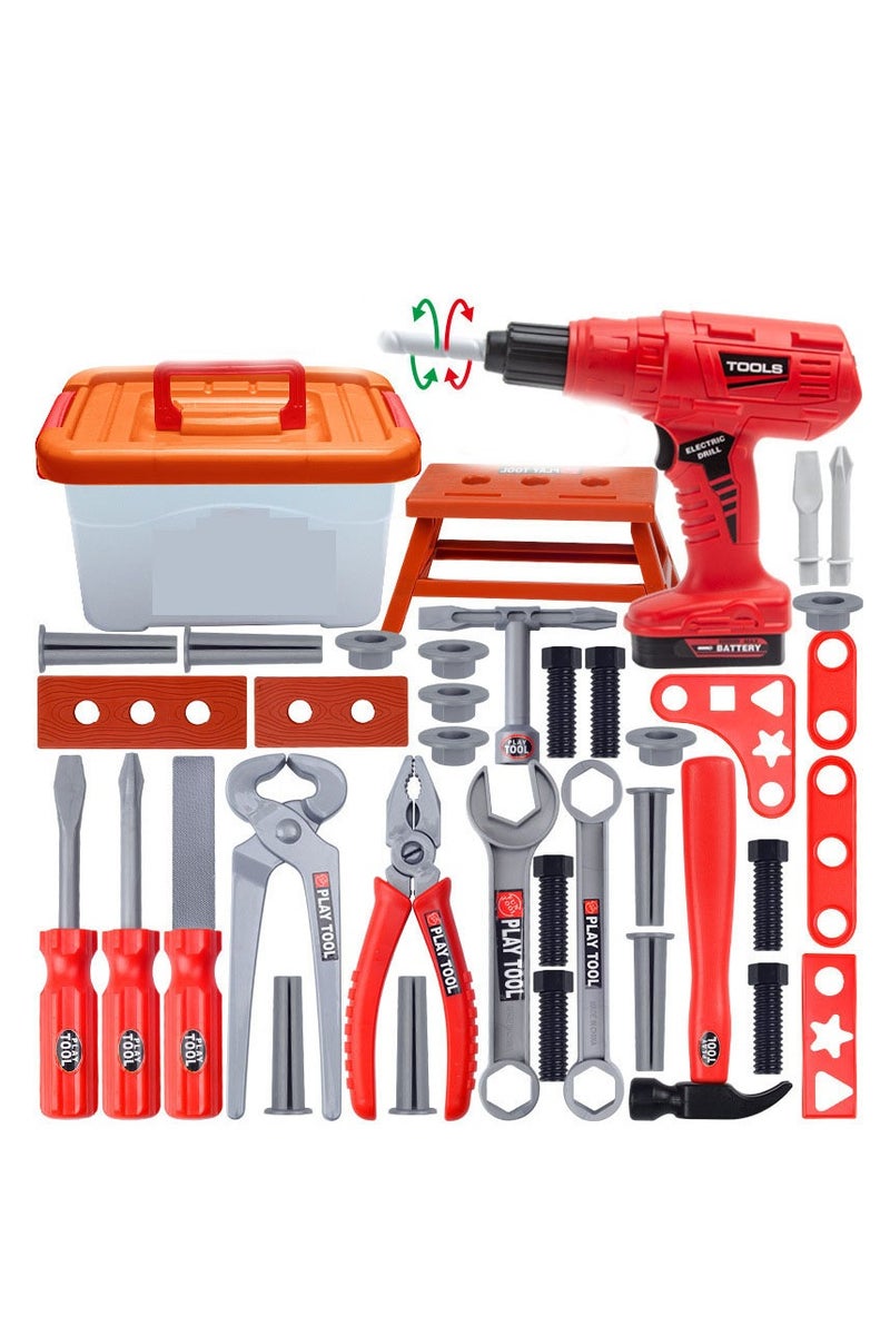 Buddy Tools LLC Kids Tool Play Set,Elaectric Screwdriver Toy with Box, 42pcs Toddler Electronic Toy Drill Kits, Pretend Play Construction Tools for Boy Girl Halloween Present Birthday Dress Up Party - Image 1