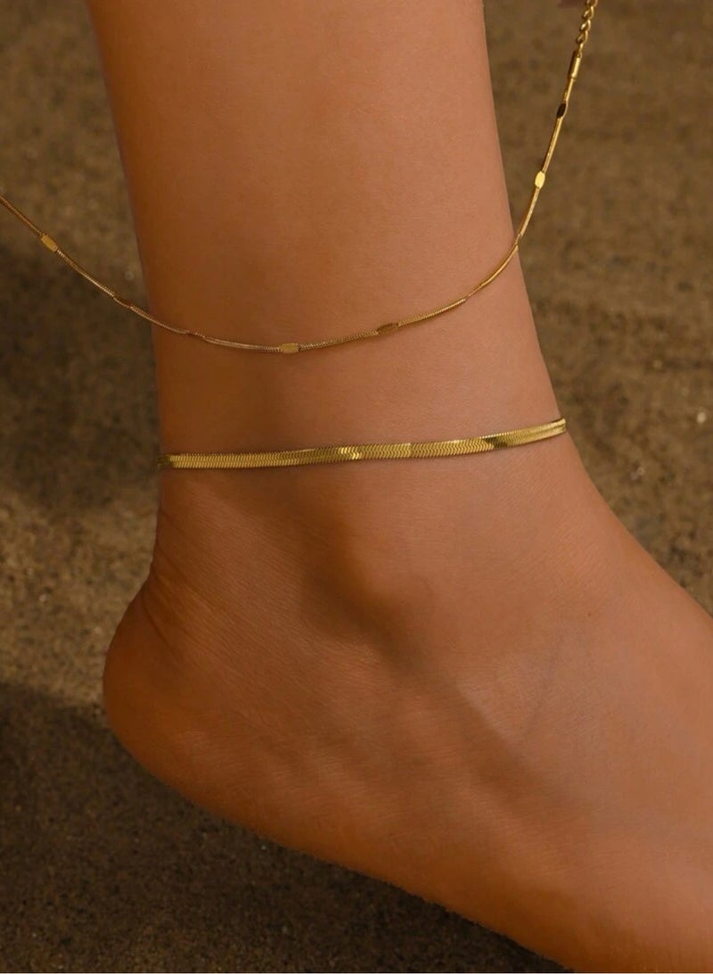 إيكوال خلخال نسائي أنيق من الاستانلس ستيل مطلي باللون الذهبي - Image 1