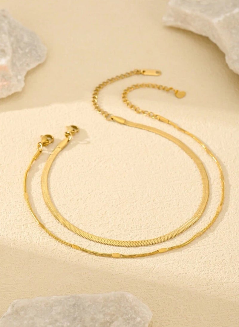 إيكوال خلخال نسائي أنيق من الاستانلس ستيل مطلي باللون الذهبي - Image 3