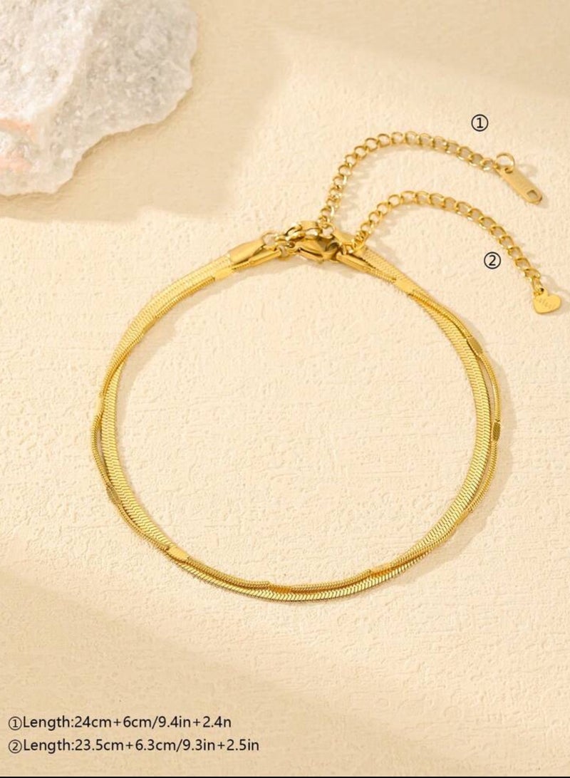 إيكوال خلخال نسائي أنيق من الاستانلس ستيل مطلي باللون الذهبي - Image 4