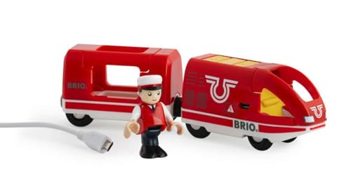 BRIO World 33746 - Travel Rechargeable Train Set | 4 Piece Wooden Toy Train Set for Toddlers | Includes USB Charging Cable | Compatible with All BRIO Sets - Image 1