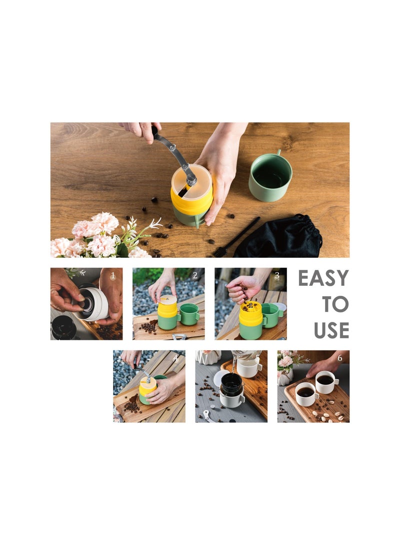 Y&D Manual Coffee Grinder Portable, Bean with Conical Ceramic Burr, Foldable Rocker, Adjustable Coarseness, Burr Hand for Outdoor Traveling Camping Office Home - Image 4