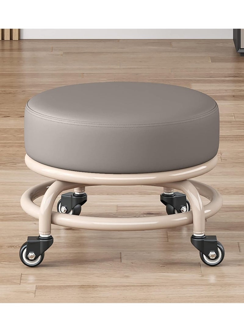 DubaiGallery كرسي متحرك مع عجلات دوارة بزاوية 360°، كرسي منخفض بعجلات، كرسي متحرك من جلد PU، كرسي صغير متين قابل للتحريك للاستخدام المنزلي والمكتبي وورشة العمل - Image 1