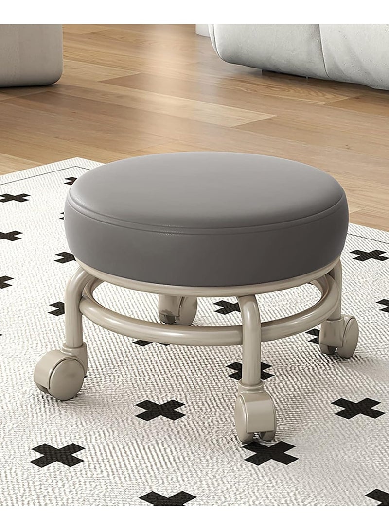 DubaiGallery كرسي متحرك مع عجلات دوارة بزاوية 360°، كرسي منخفض بعجلات، كرسي متحرك من جلد PU، كرسي صغير متين قابل للتحريك للاستخدام المنزلي والمكتبي وورشة العمل - Image 3