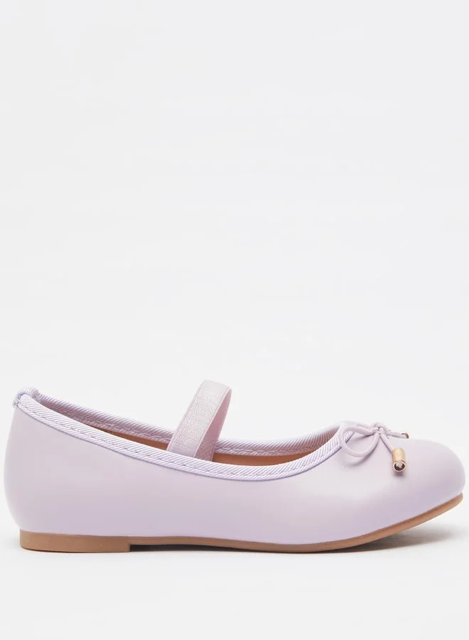 JUNIORS Girls Round Toe Ballerina Shoes with Elastic Strap Detail with Cushioning