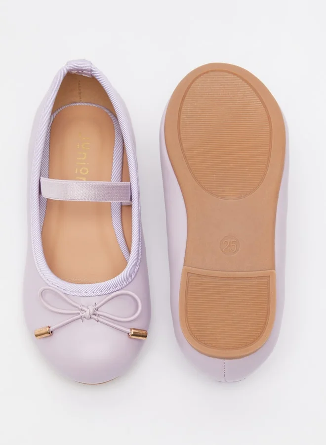 JUNIORS Girls Round Toe Ballerina Shoes with Elastic Strap Detail with Cushioning