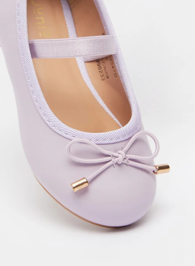 JUNIORS Girls Round Toe Ballerina Shoes with Elastic Strap Detail with Cushioning