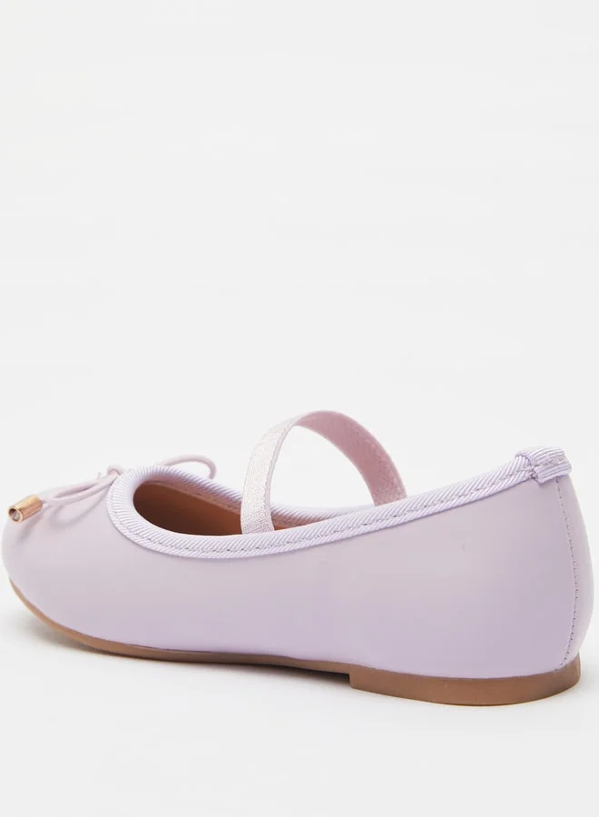 JUNIORS Girls Round Toe Ballerina Shoes with Elastic Strap Detail with Cushioning