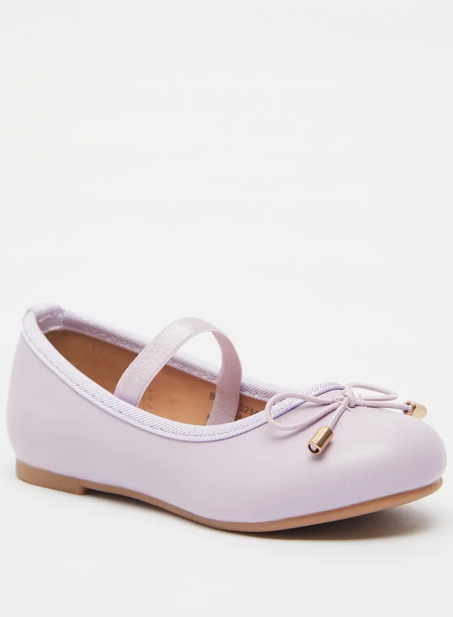 JUNIORS Girls Round Toe Ballerina Shoes with Elastic Strap Detail with Cushioning