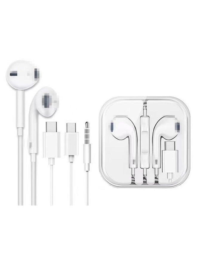 Generic - For IPhone Wire Control Bluetooth Headset Apple/Android/Huawei Wired In-line Headset Type-c In-ear-Color:Round Mouth 3.5 Android Universal - Image 1