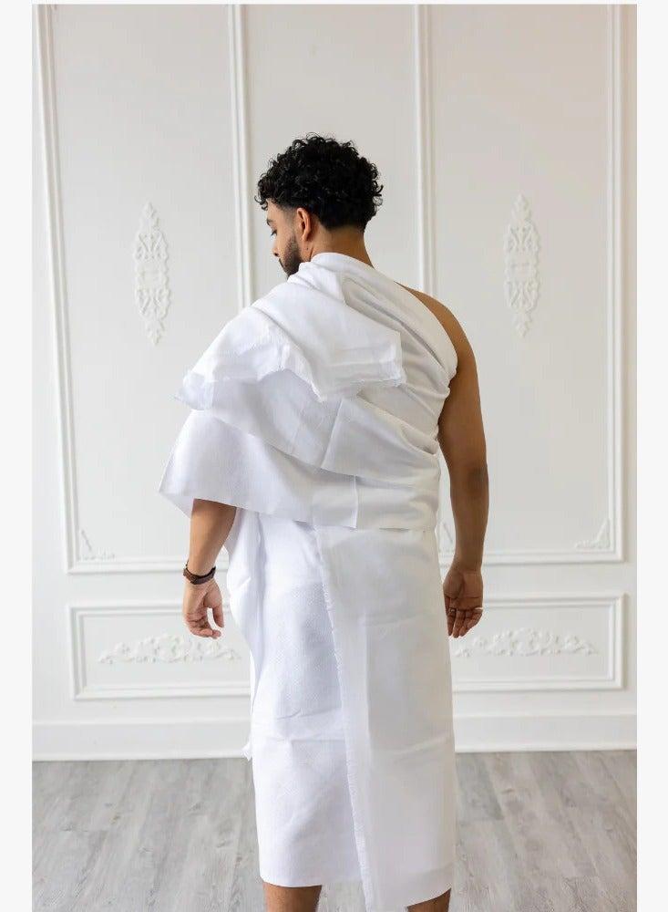 Hajj and Umrah Pilgrimage Attire for Men – Ultra-Soft Breathable Cotton Ihram Set 2-Pack with Matching Cap and Belt – Lightweight Comfort Fit - Image 2