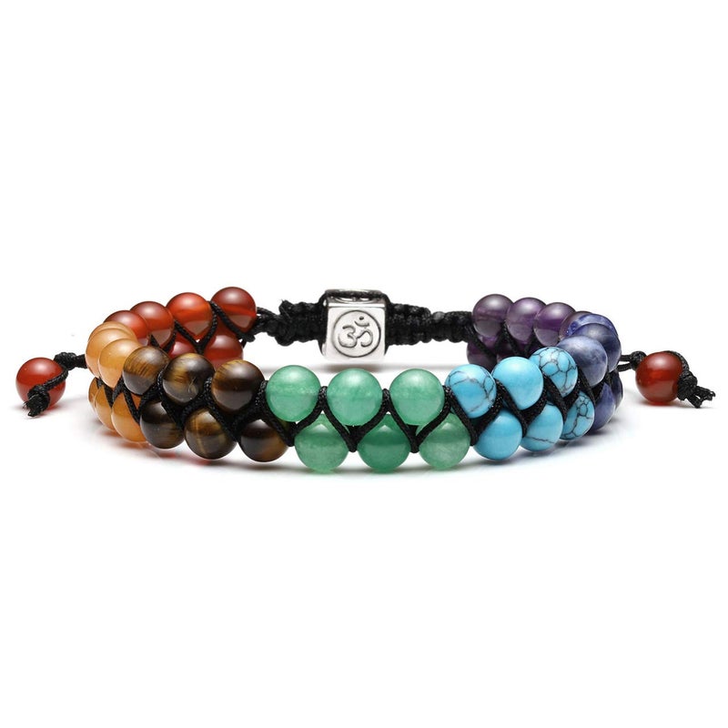 Jovivi Bead Chakra Bracelet - 6mm Double Layer Beaded 7 Chakra Healing Crystal Stones Bracelets Anxiety Bracelet for Men Women Couple Friendship Jewelry - Image 1