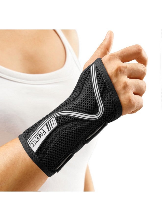 FREETOO Wrist Brace For Carpal Tunnel,[New Upgrade-Anatomically Shaped] Adjustable Wrist Support Splint For Men And Women,Hand Brace For Pain Relief, Tendinitis,Arthritis,Right Hand,Medium,Black-Grey - Image 1