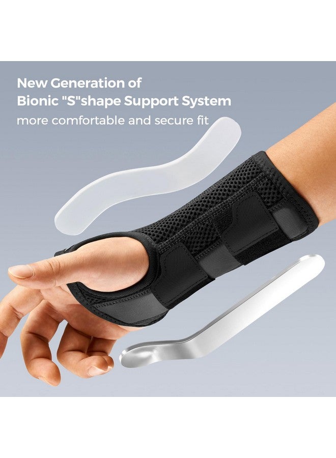 FREETOO Wrist Brace For Carpal Tunnel,[New Upgrade-Anatomically Shaped] Adjustable Wrist Support Splint For Men And Women,Hand Brace For Pain Relief, Tendinitis,Arthritis,Right Hand,Medium,Black-Grey - Image 2