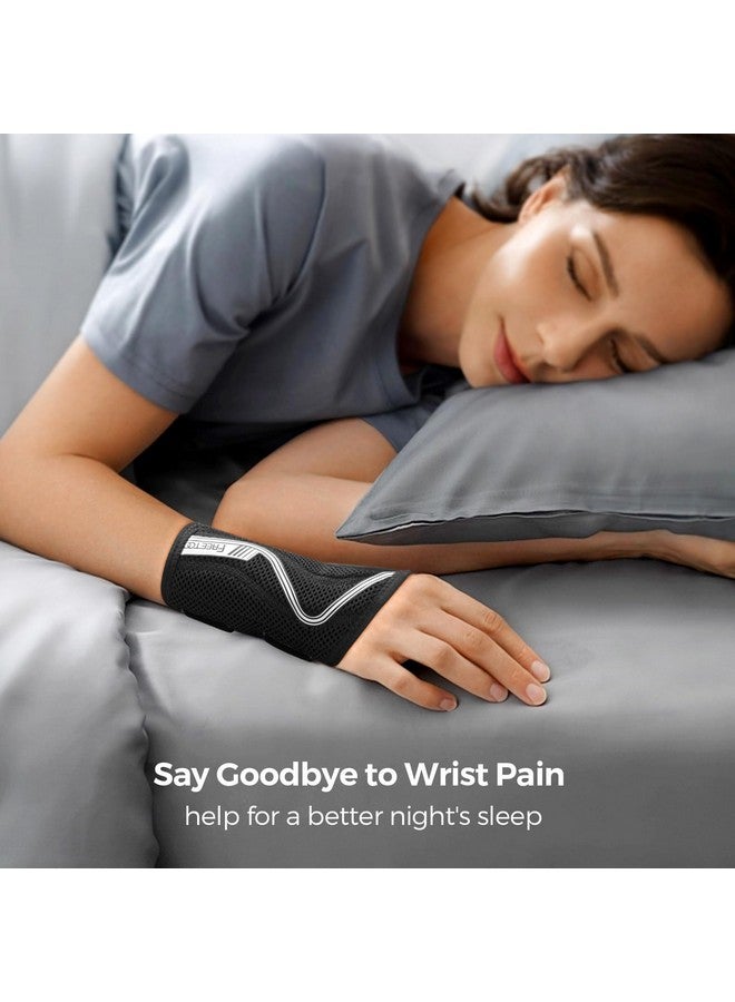 FREETOO Wrist Brace For Carpal Tunnel,[New Upgrade-Anatomically Shaped] Adjustable Wrist Support Splint For Men And Women,Hand Brace For Pain Relief, Tendinitis,Arthritis,Right Hand,Medium,Black-Grey - Image 3
