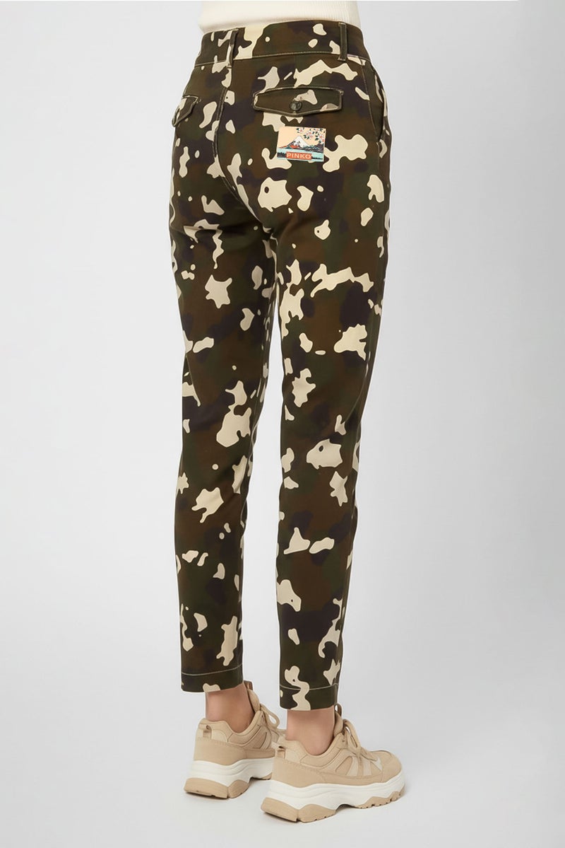 PINKO Women Regular Fit Camouflage Straight Pants, Multicolor - Image 4