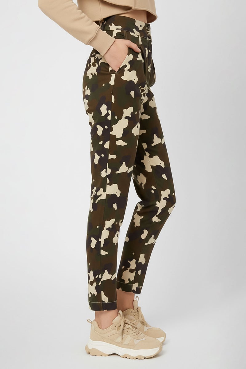 PINKO Women Regular Fit Camouflage Straight Pants, Multicolor - Image 3