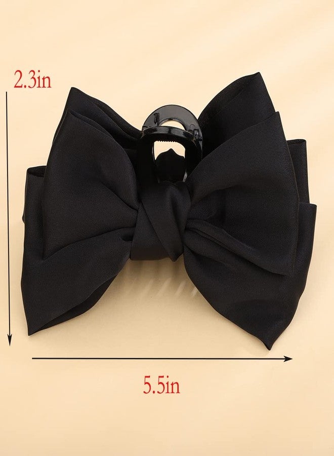 Wiwpar Big Hair Clips Bow Claw for Women Girls Thin Thick Hair Barrettes Nonslip Bows Jaw Accessories for Curly Hair Halloween Costume (Black) - Image 3