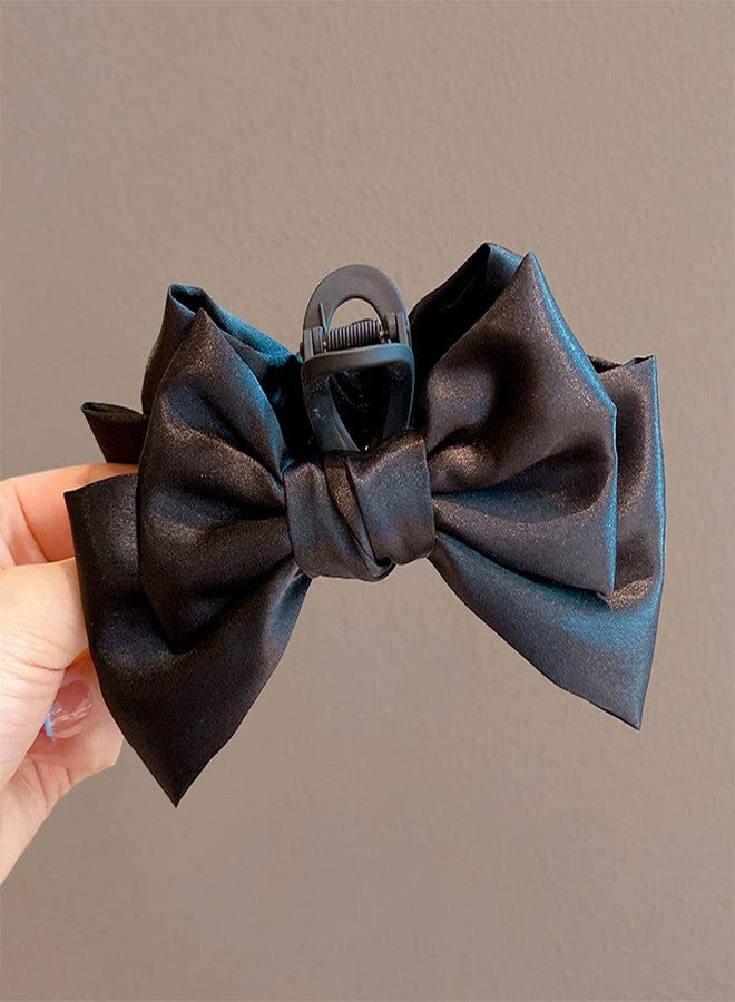 Wiwpar Big Hair Clips Bow Claw for Women Girls Thin Thick Hair Barrettes Nonslip Bows Jaw Accessories for Curly Hair Halloween Costume (Black) - Image 2