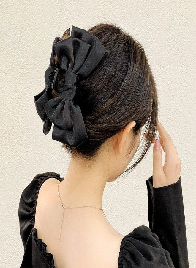 Wiwpar Big Hair Clips Bow Claw for Women Girls Thin Thick Hair Barrettes Nonslip Bows Jaw Accessories for Curly Hair Halloween Costume (Black) - Image 1