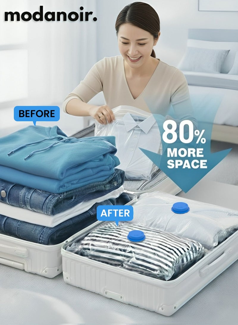 MODANOIR 16PCS Premium Vacuum Storage Bags with Hand Pump – Reusable Space Saver Bags for Clothes, Bedding, Duvets, Pillows & Travel, Includes 4 Sizes (4 Small, 4 Medium, 4 Large, 4 Extra Large) - Image 3