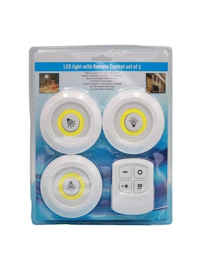 yongsheng 3-Piece Wireless Remote Controlled Under Cabinet LED Lights White Emergency Night Lights, Rechargeable Under Cabinet Lighting Wireless Wall Lights, Hallway Lighting, LED Pat Lights, Cabinets, Wardrobes, Hallway Bedroom Corridor Lights  - Image 1