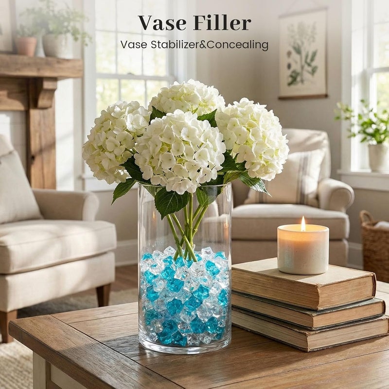 DomeStar 150PCS Fake Ice, Vase Filler Mixed Blue and Clear Fake Ice, Acrylic Crystals Aquarium Rocks Small Stones for Fish Tank Home Table Scatter Decoration - Image 3