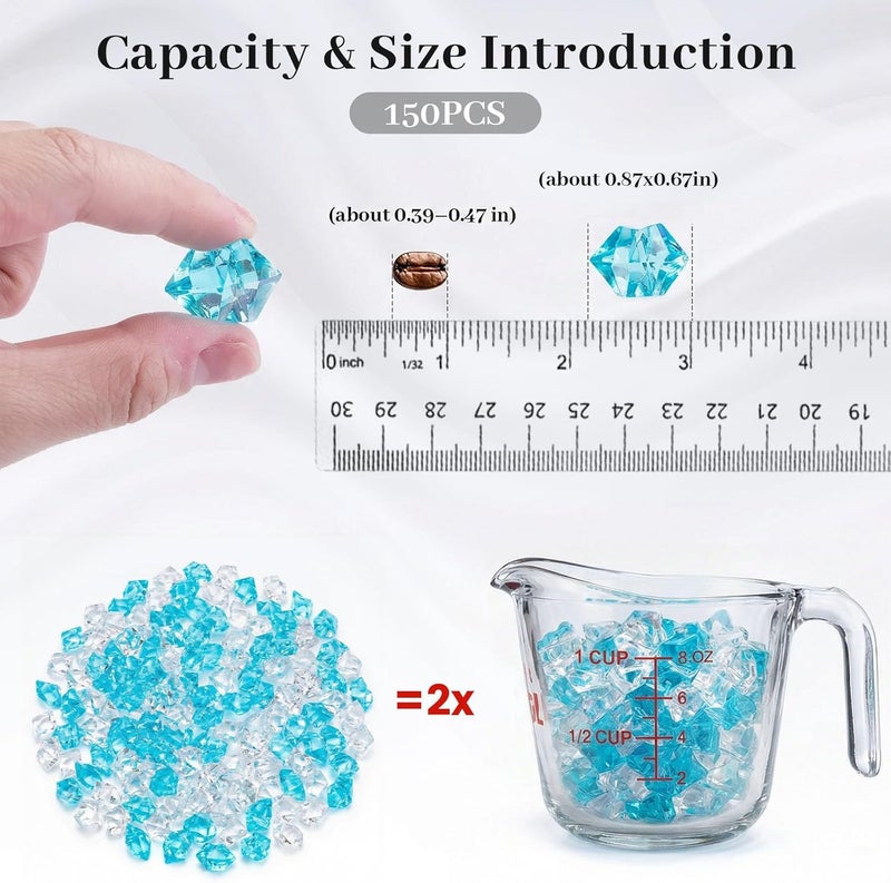 DomeStar 150PCS Fake Ice, Vase Filler Mixed Blue and Clear Fake Ice, Acrylic Crystals Aquarium Rocks Small Stones for Fish Tank Home Table Scatter Decoration - Image 2