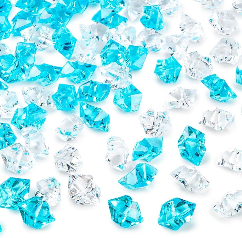 DomeStar 150PCS Fake Ice, Vase Filler Mixed Blue and Clear Fake Ice, Acrylic Crystals Aquarium Rocks Small Stones for Fish Tank Home Table Scatter Decoration - Image 1