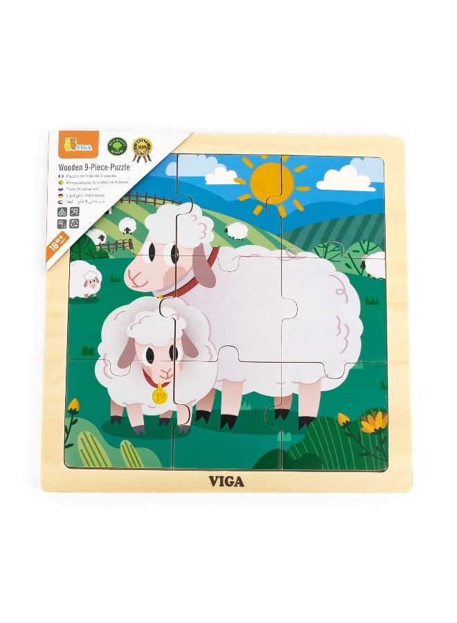 Viga Wooden 9-Piece-Puzzle - Sheep - Image 5