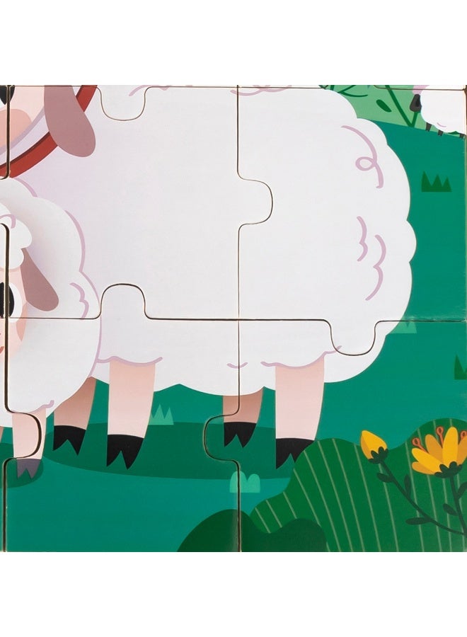 Viga Wooden 9-Piece-Puzzle - Sheep - Image 4