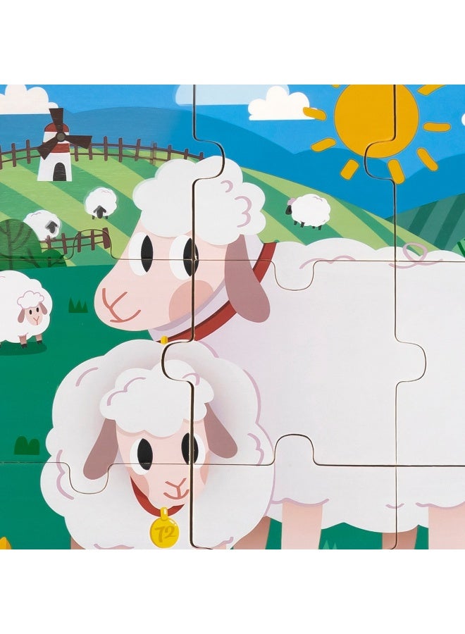 Viga Wooden 9-Piece-Puzzle - Sheep - Image 3