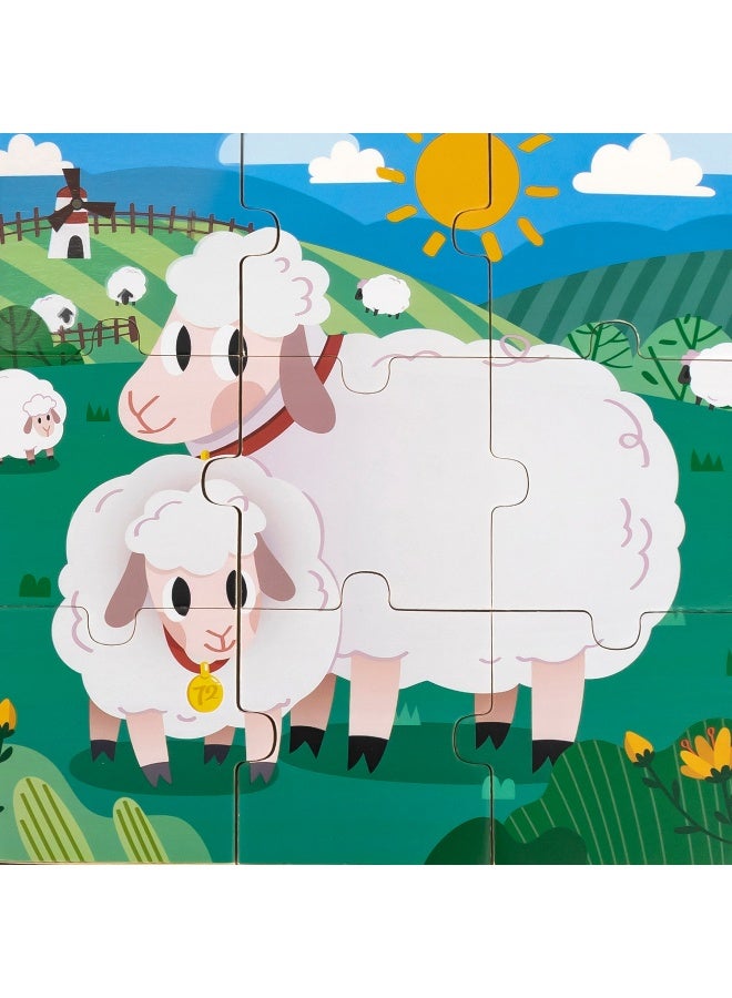 Viga Wooden 9-Piece-Puzzle - Sheep - Image 2
