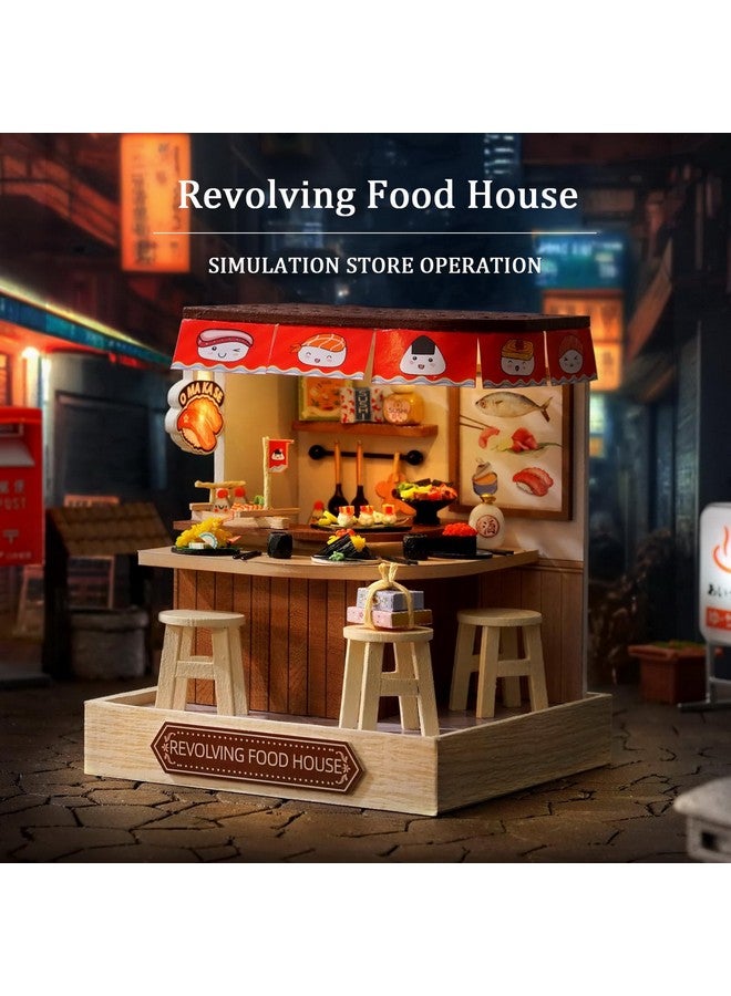 فليفر مجموعة منزل دمية مصغر يمكنك صنعه بنفسك مع غرفة إبداعية مع أثاث كهدية فنية رومانسية (منزل طعام دوار) - Image 5