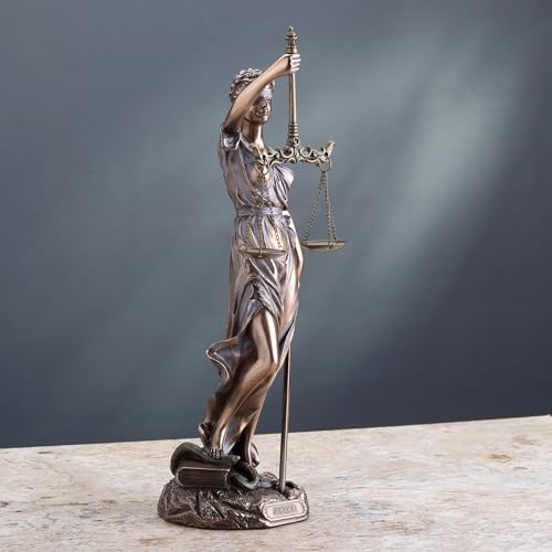 Veronese Design Cold Cast Bronze Cardinal Virtues Our Lady of Justice Statue Figurine, 11 3/4 Inch - Image 5
