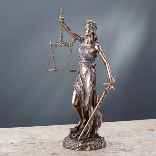 Veronese Design Cold Cast Bronze Cardinal Virtues Our Lady of Justice Statue Figurine, 11 3/4 Inch - Image 2