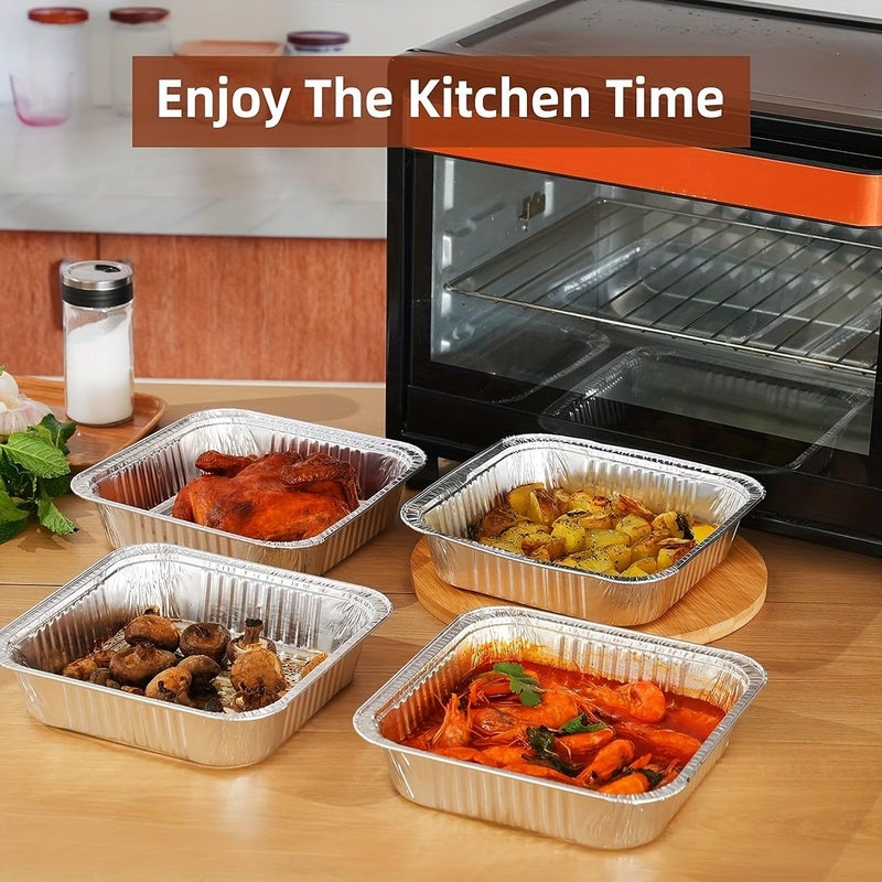 20pcs 8inch Disposable Aluminum Foil Pans with Lids for Oven Air Fryer - Image 5